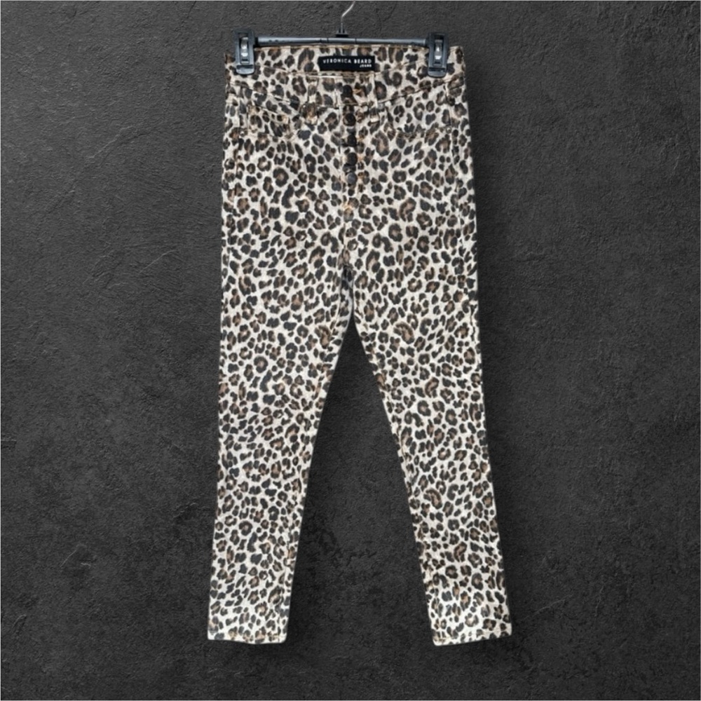 Veronica Beard Leopard Skinny Print Jeans Size 25